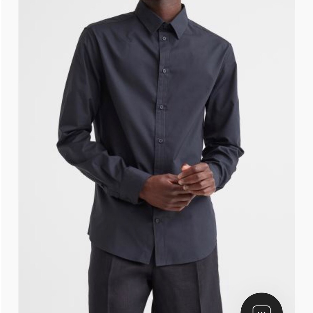 H&M men’s slim fit easy iron button down black shirt NWT